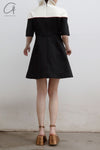 shushutong stitching A-type dress SS22DR08 white